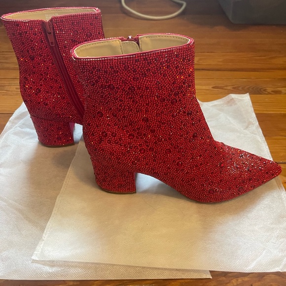 Betsey Johnson Sparkling Red Ankle Booties - Picture 7 of 9